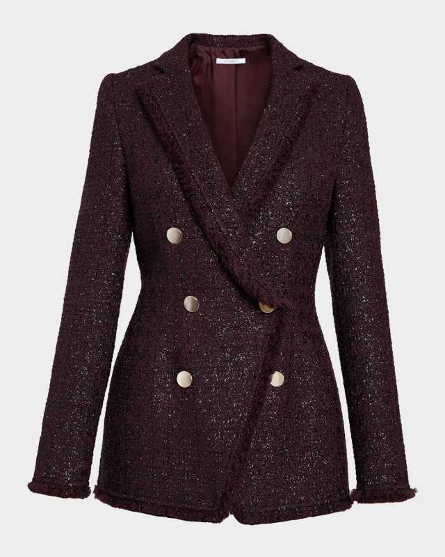 Double-Breasted Metallic Tweed Jacket